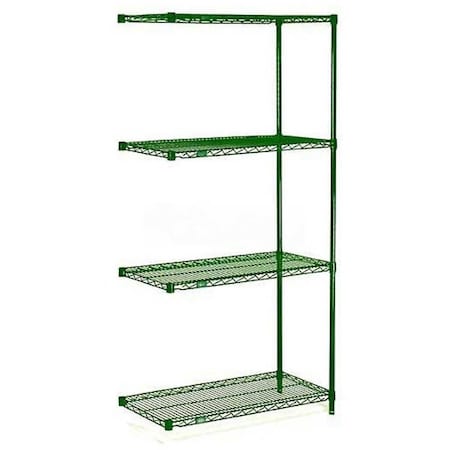 5 Tier Wire Shelving Add-On Unit, 30W X 18D X 63H, Green Epoxy Finish